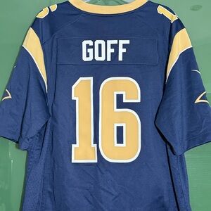 Nike Jared Goff Los Angeles Rams #16 Home Navy Blue Rookie Game Jersey Men’s L